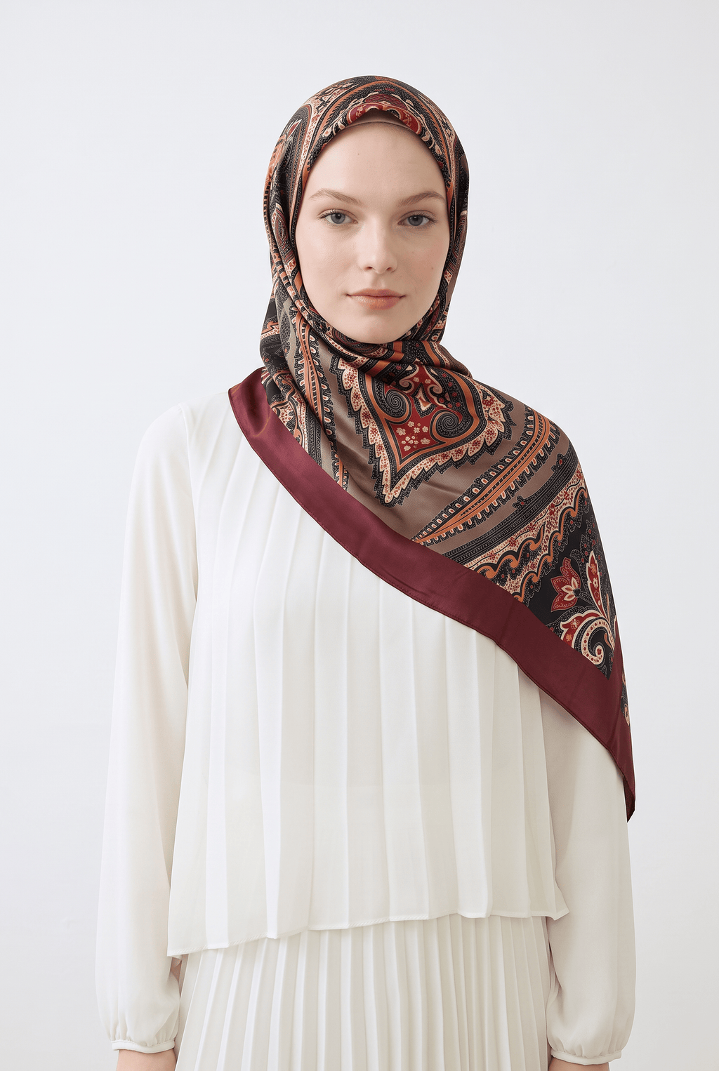 Emproyal 24 Winter Patterned Shawl - 11 Burgundy