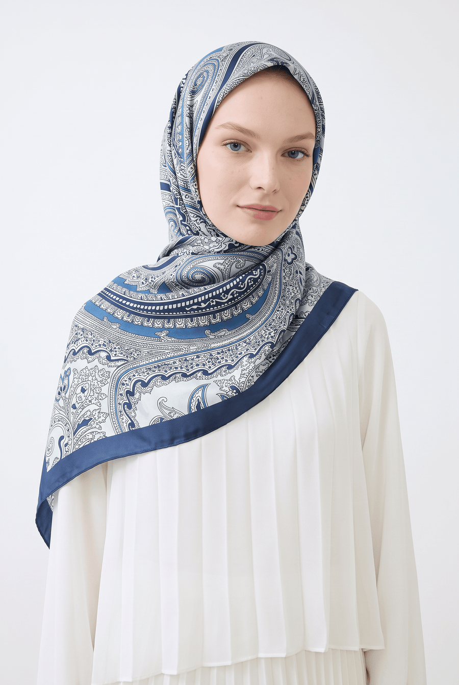 Emproyal 24 Winter Patterned Shawl - 11 Denim Blue