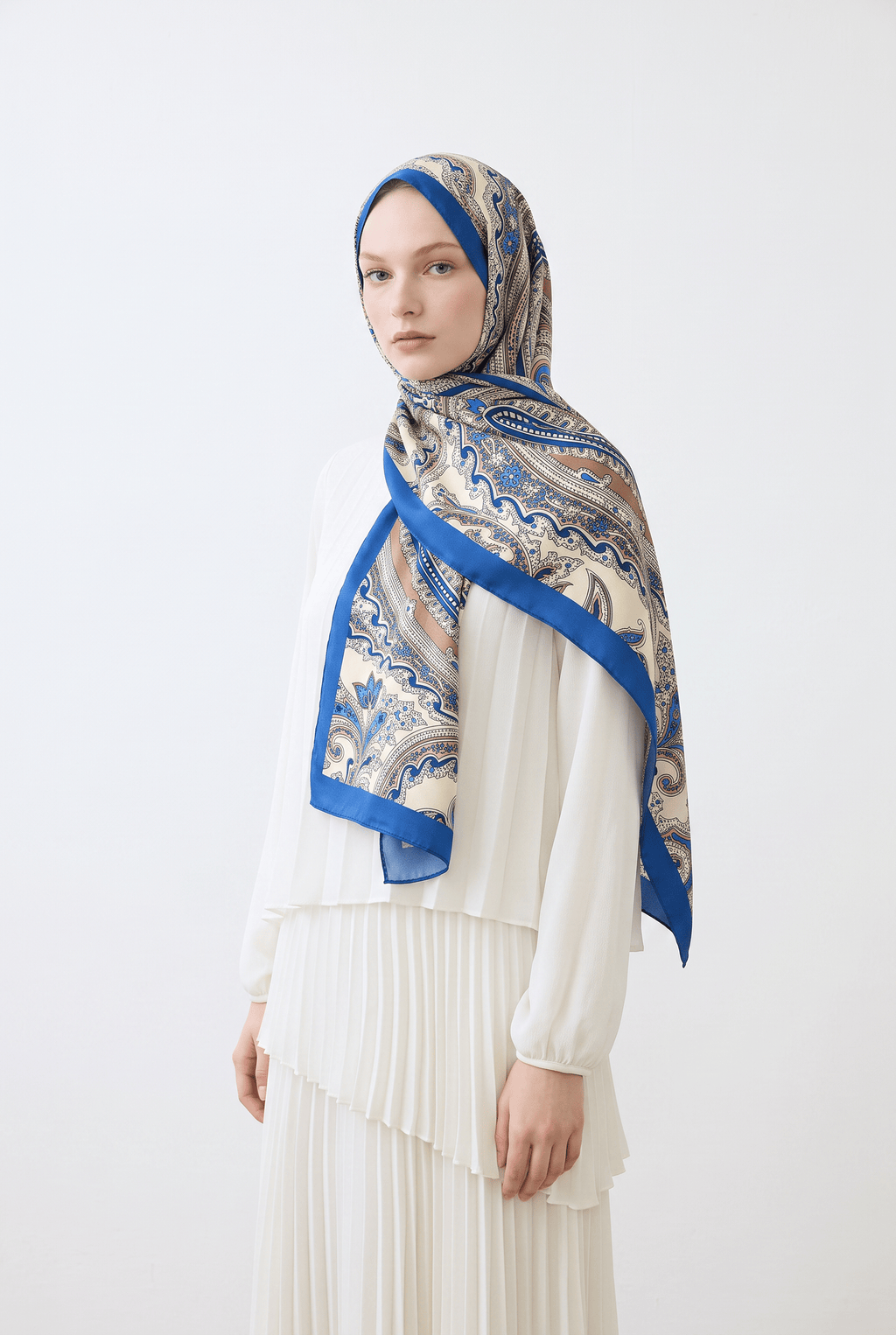 Emproyal 24 Winter Patterned Shawl-11 Blue