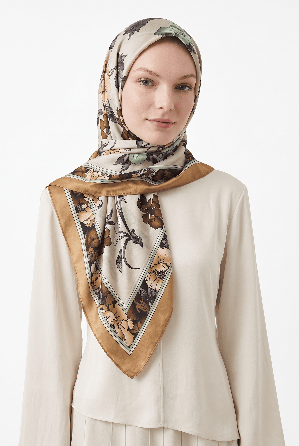 Emproyal 24 Kış  Desenli Şal-3 Hardal