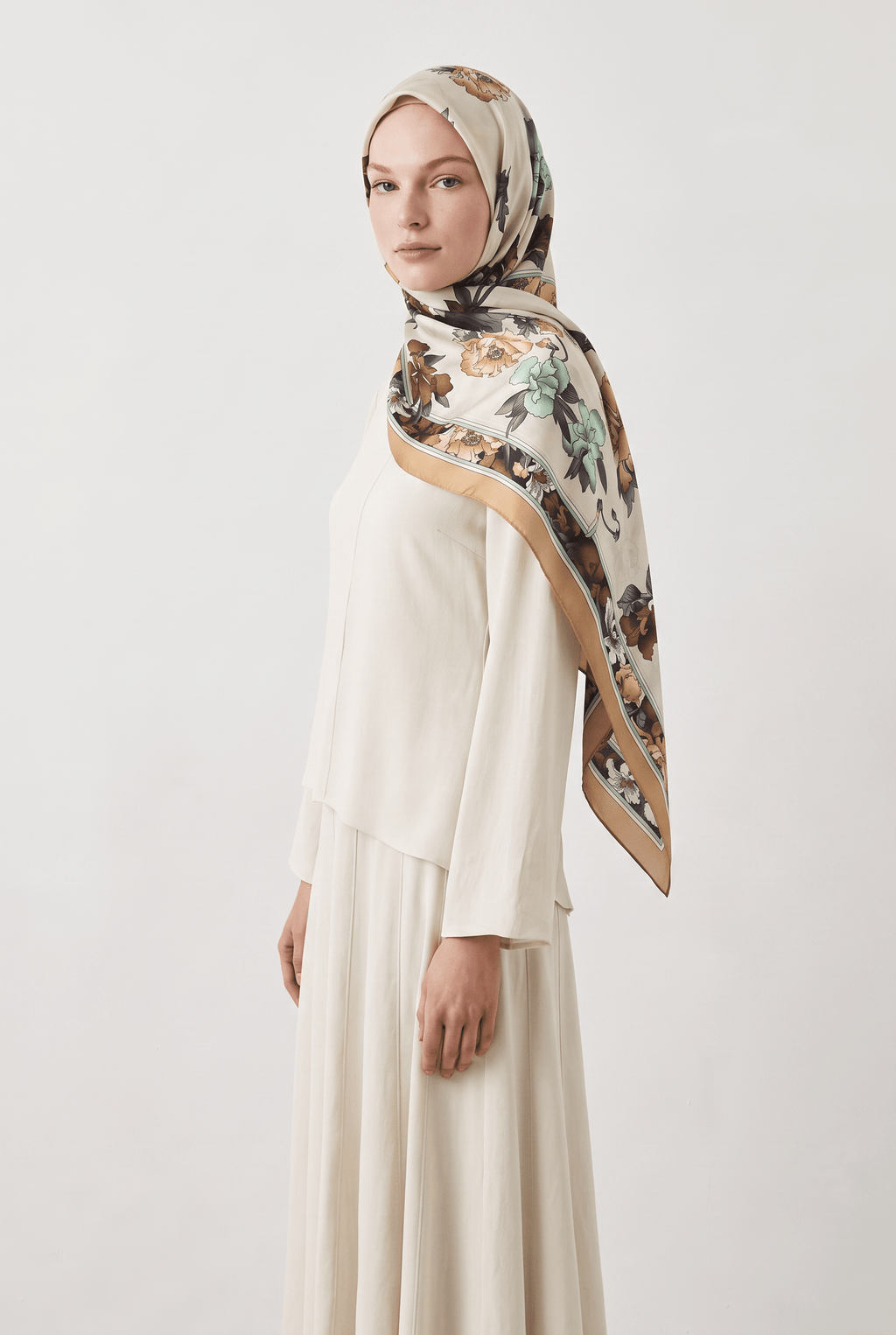 Emproyal 24 Kış  Desenli Şal-3 Hardal