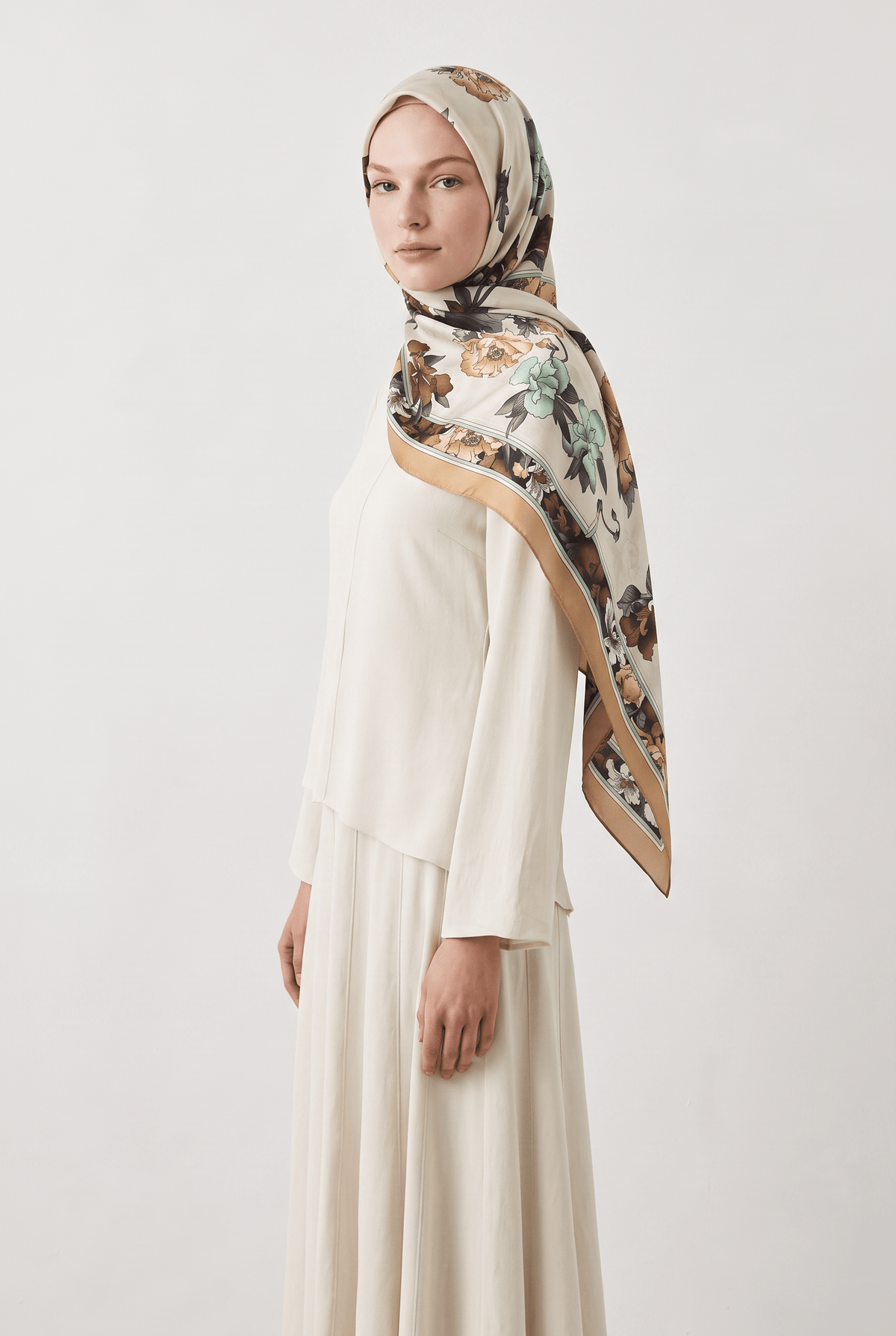 Emproyal 24 Kış  Desenli Şal-3 Hardal