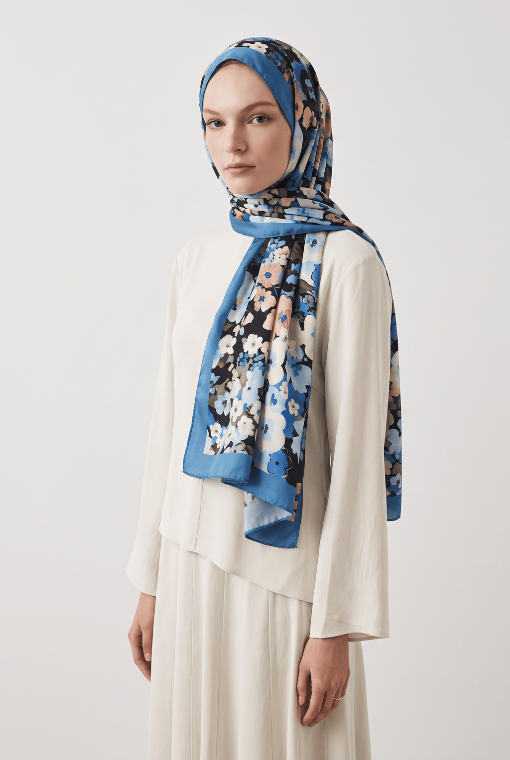 Emproyal 24 Kış  Desenli Şal-4 Mavi