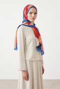 Emproyal 24 Kış  Desenli Şal-5 Lacivert
