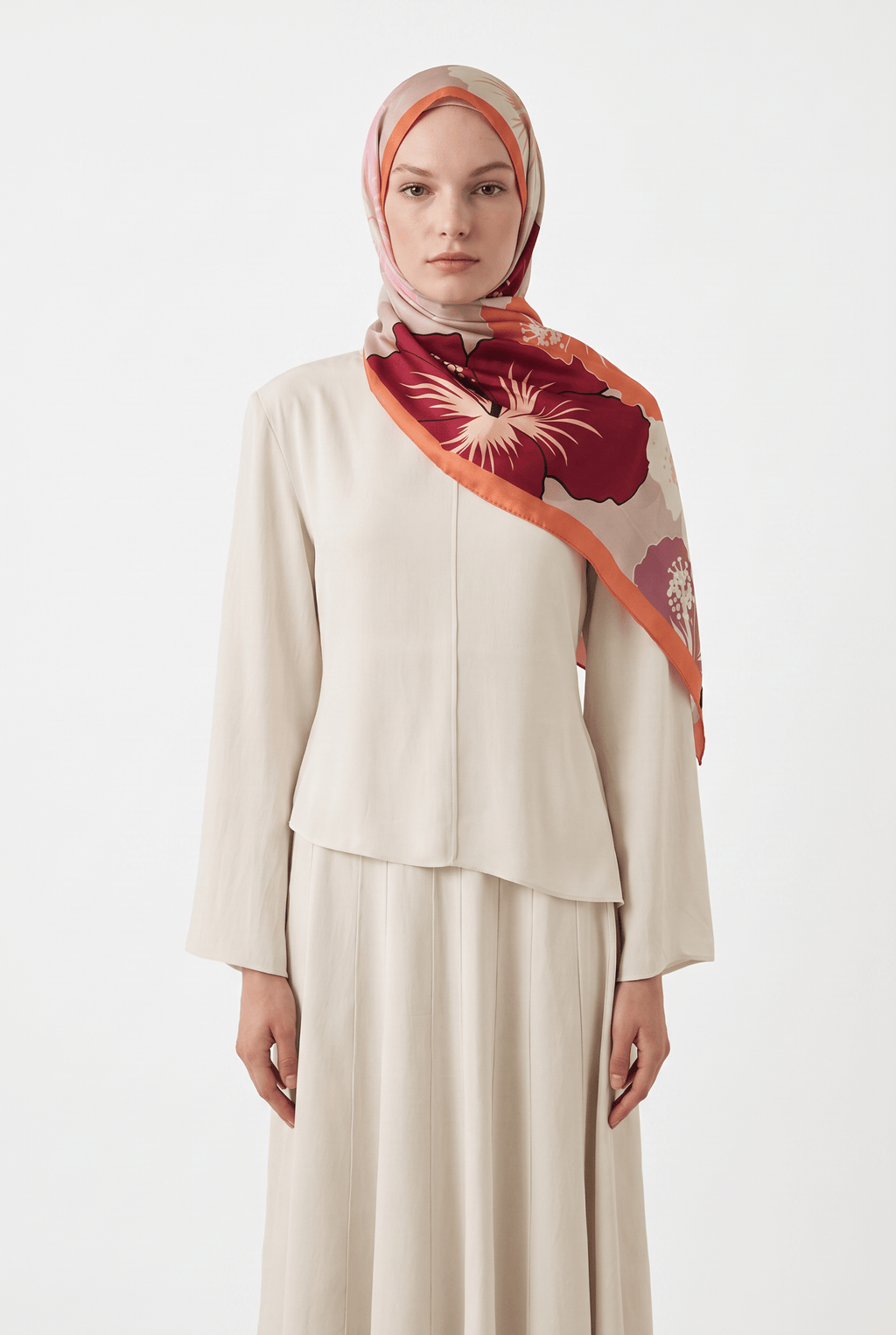 Emproyal 24 Winter Patterned Shawl-5 Orange