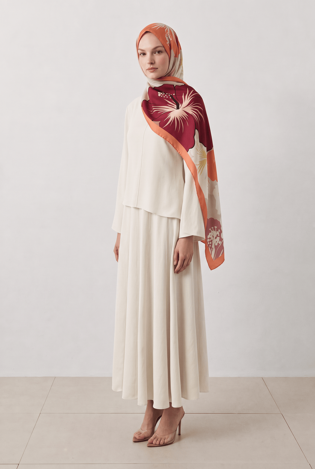 Emproyal 24 Winter Patterned Shawl-5 Orange