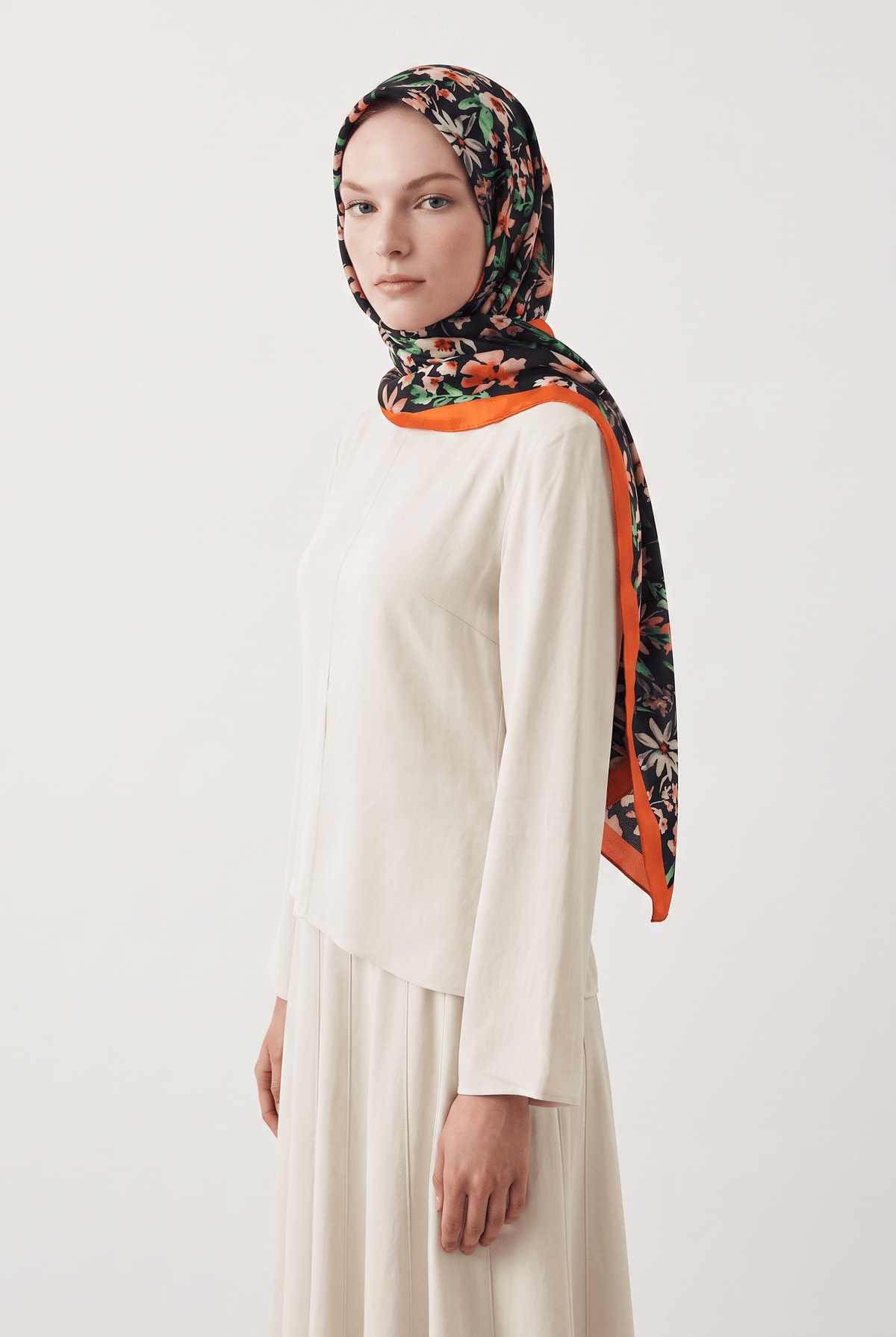 Emproyal 24 Kış  Desenli Şal-6 Turuncu