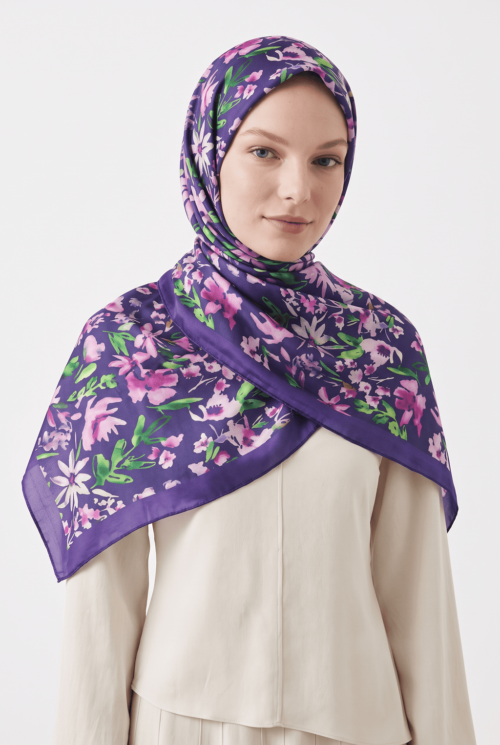 Emproyal 24 Kış  Desenli Şal-6 Violet