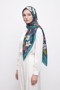 Emproyal 24 Winter Patterned Shawl - 7 Petroleum Blue