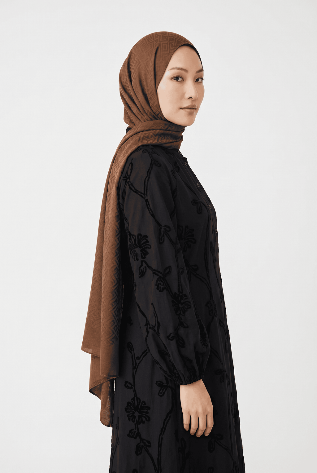 Harem 25y Alçin Jakarlı Şal Koyu Kahve