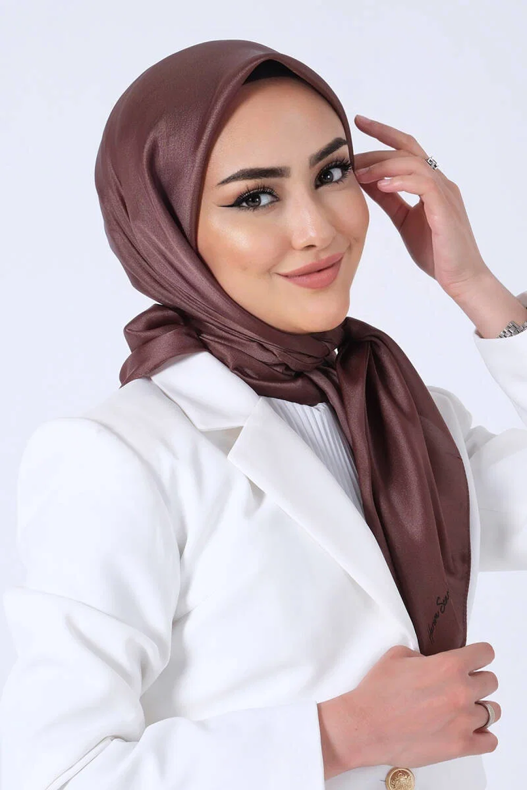 Harem Scarfs 25k Kristal Eşarp Koyu Kahve