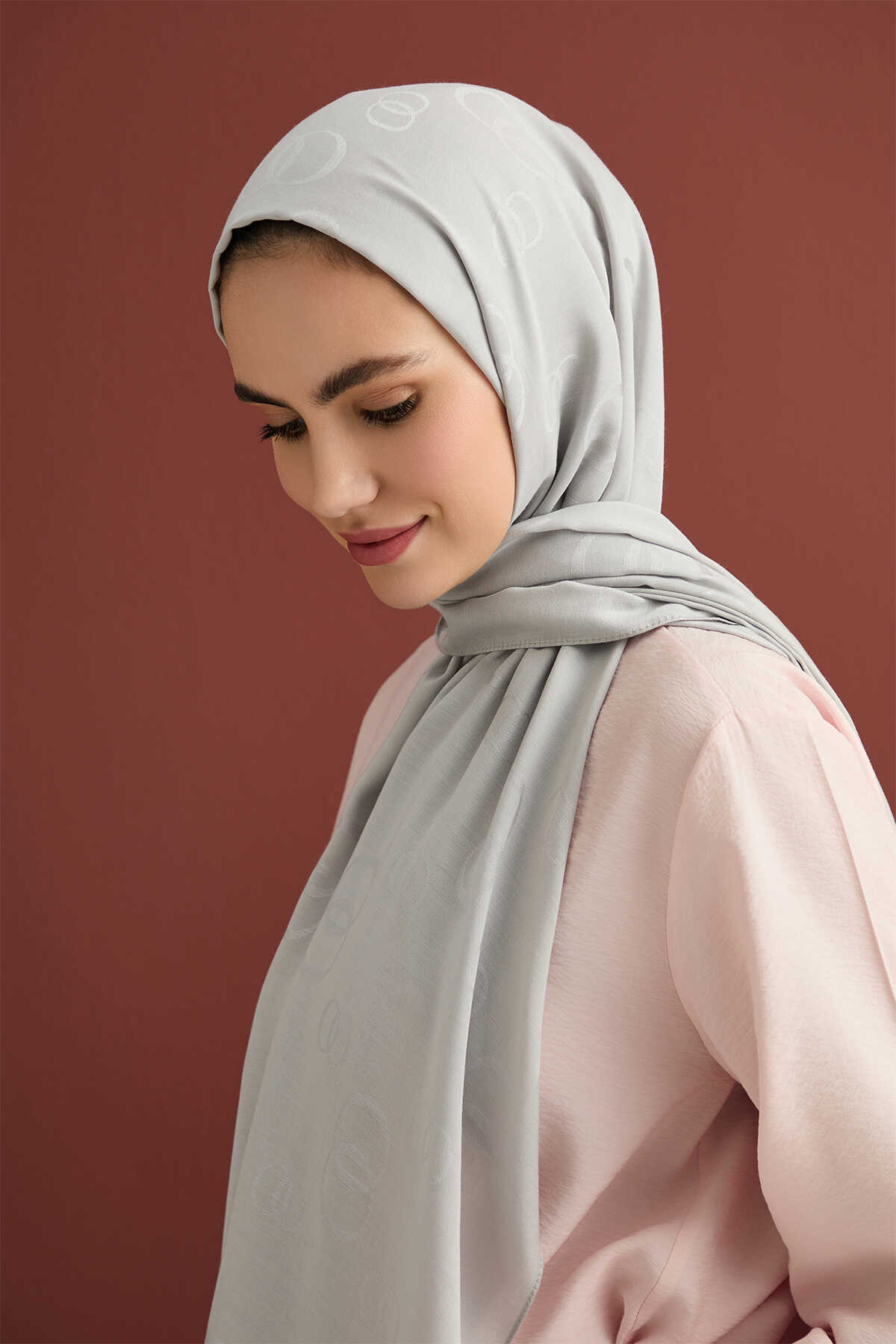 İmannoor 24y Zincir Kare Pamuk Şal Gri