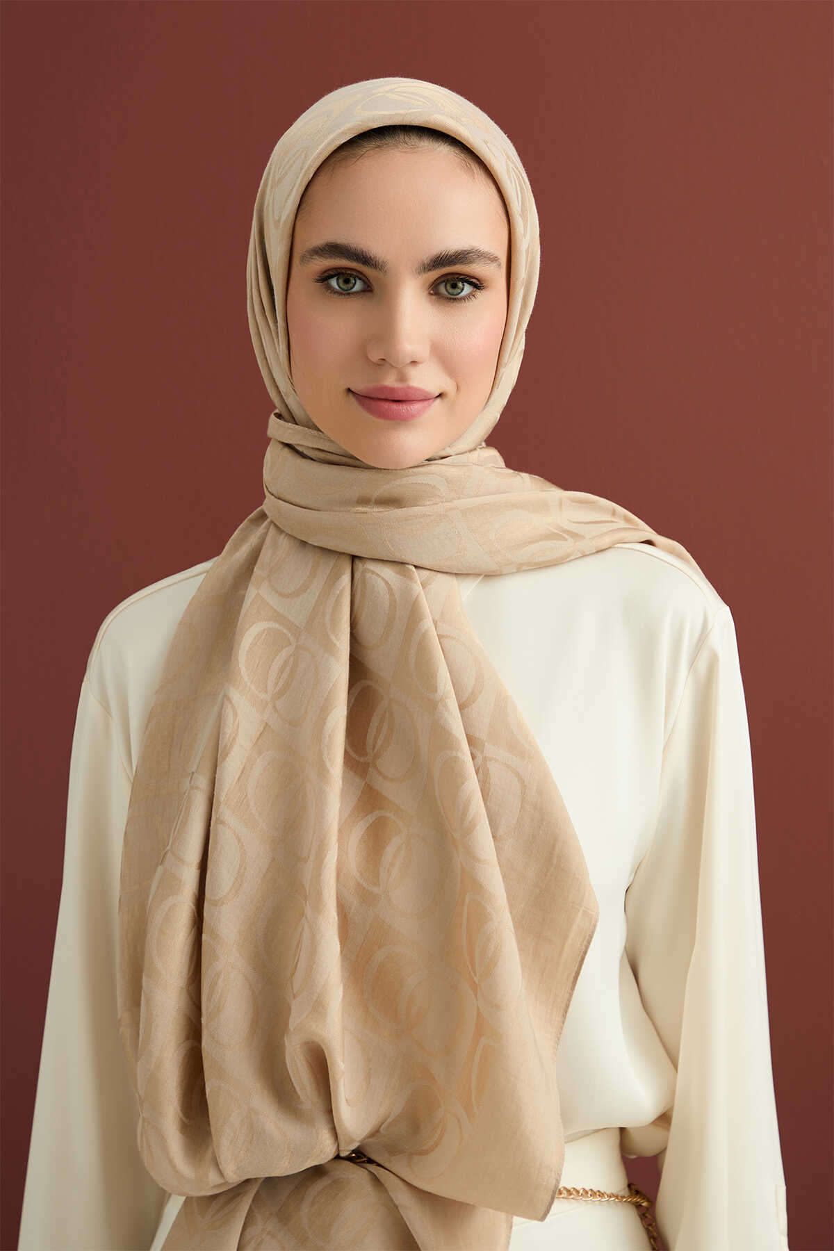 İmannoor 25k Dama Şal Bej