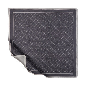 İpekevi 25k Monogram Desen Eşarp Gri