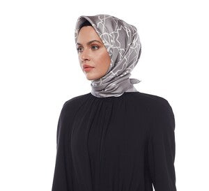 İpekevi 25k Seljuk Desen Eşarp Gümüş