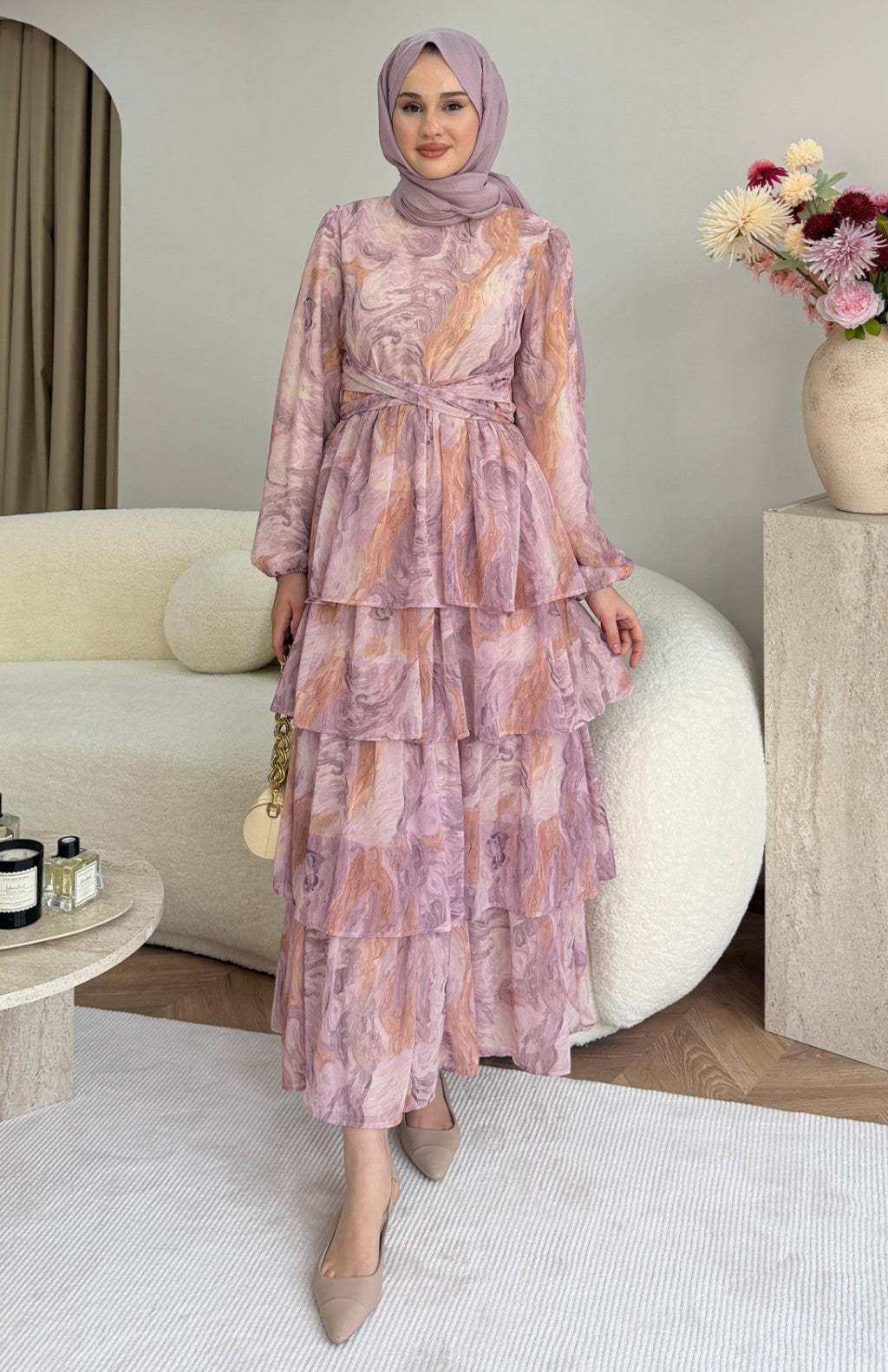 Rosalie Şifon Elbise Pembe