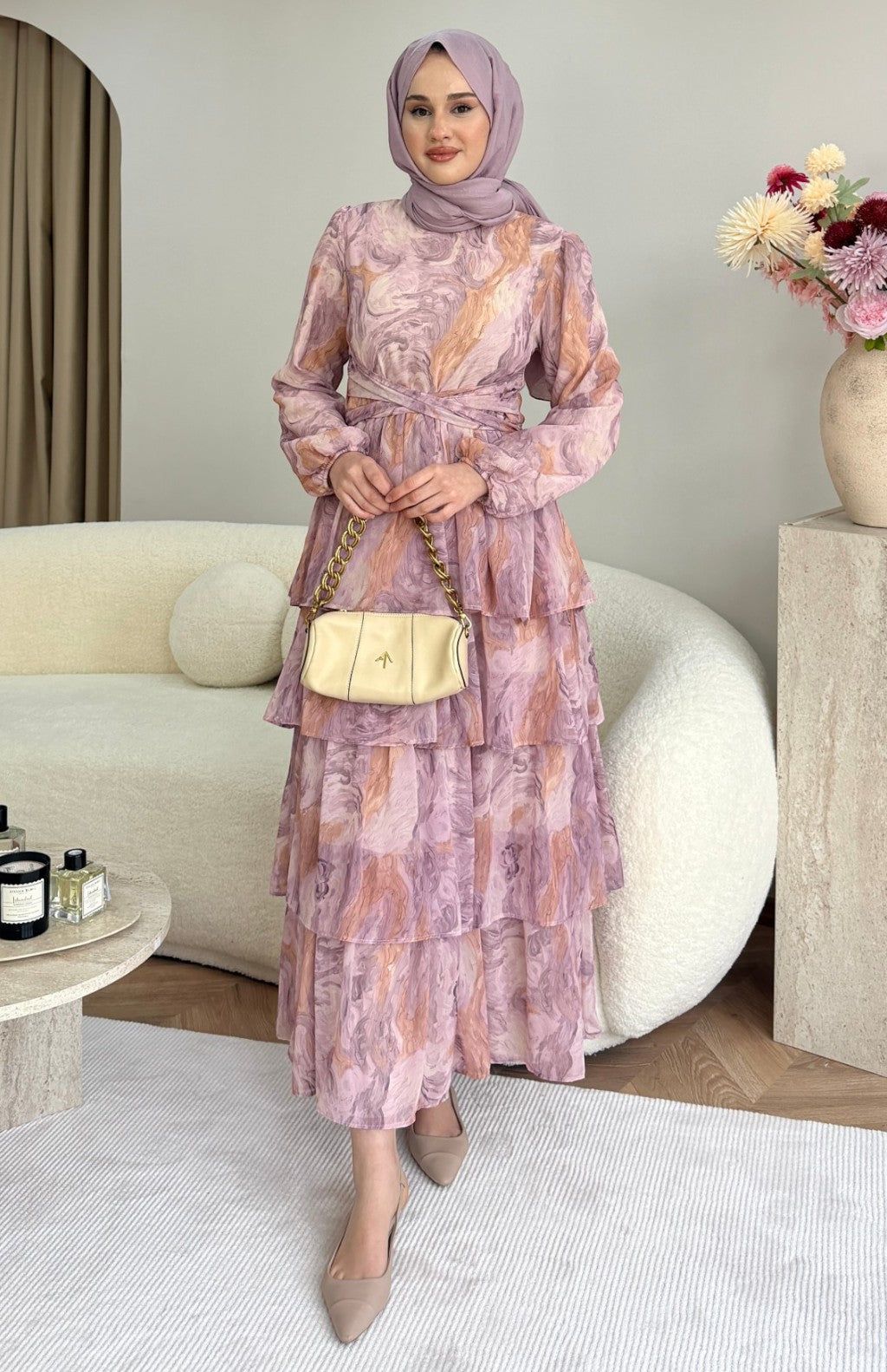 Rosalie Şifon Elbise Pembe