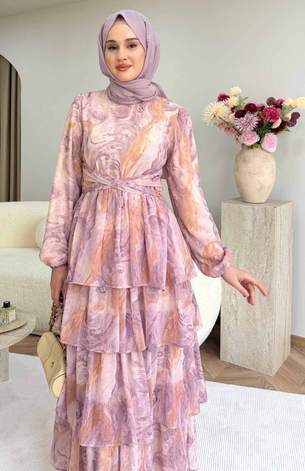Rosalie Şifon Elbise Pembe