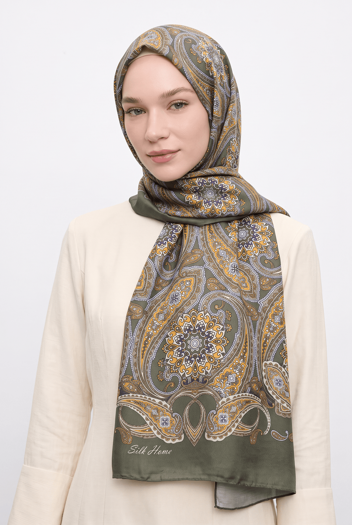 Silk Home 25k Mayda Şal-1 Haki Yeşil